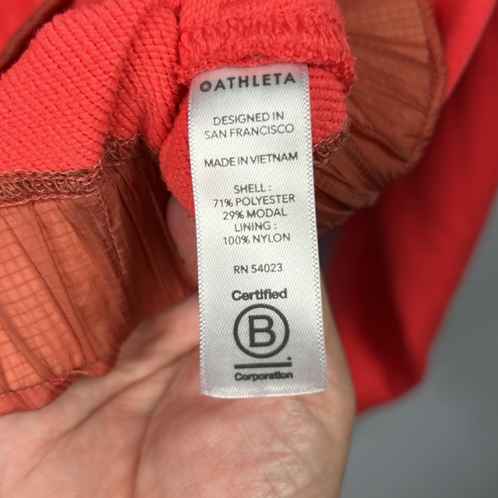 Athleta Coral Orange 1/4 Zip Long Sleeve Hoodie Sweatshirt Small - Picture 6 of 10